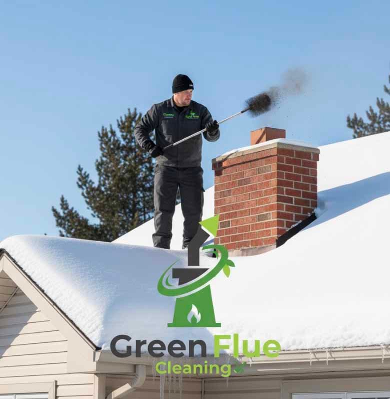 Professional chimney sweep at work